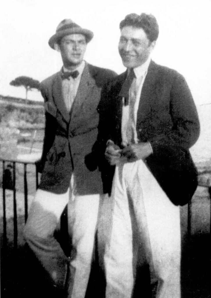 Josep Pla e Lluís Llimona sulla spiaggia di Canadell a Palafrugell. 1919